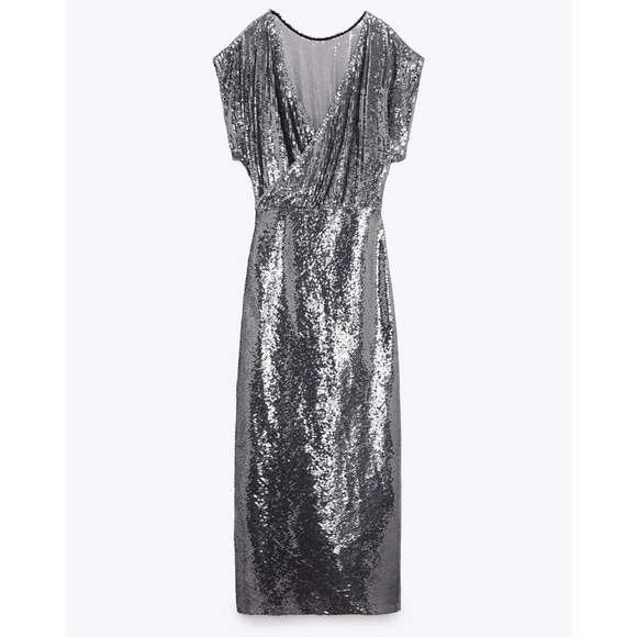 Zara Long Maxi Sequin Dress with scooped back - Picture 6 of 12